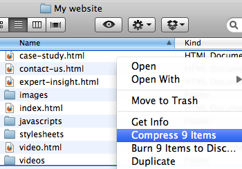 Compress your HTML files into a zip