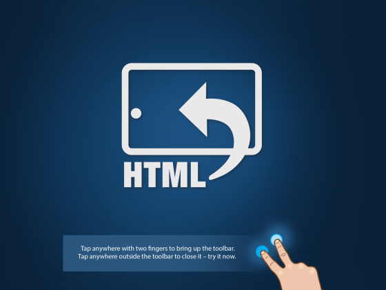 HTML Presenter home page - tap with two fingers to show the toolbar